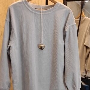 Light Blue Ribbed Long Sleeve Top